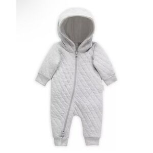 Nordstrom Baby Quilted Hooded Footed Pajamas Romper Gray 3 Months